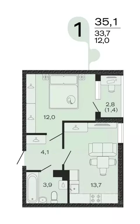 1-к кв. Краснодарский край, Новокубанск Капланово мкр, Эво жилой ... - Фото 1