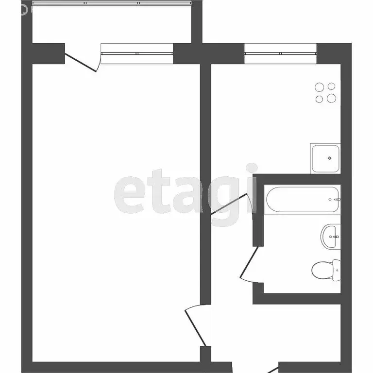 1-комнатная квартира: Тюмень, улица Котовского, 52Б (29.8 м) - Фото 1