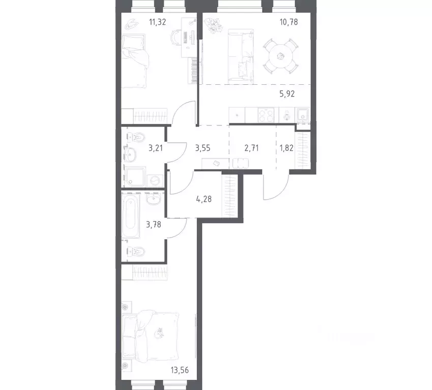 2-к кв. Башкортостан, Уфа ул. Рашита Манурова (60.93 м) - Фото 0