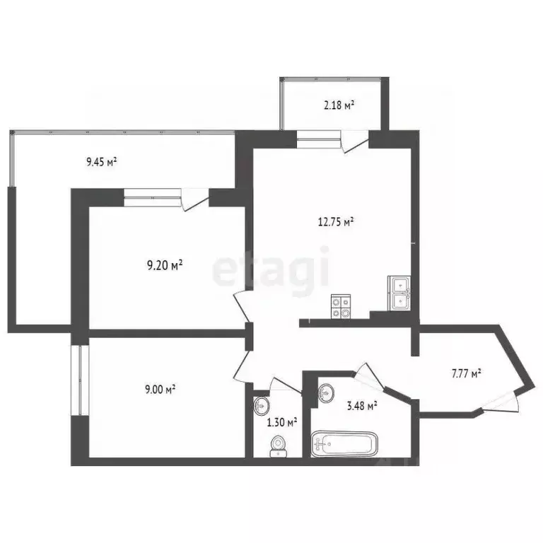 2-к кв. Забайкальский край, Чита Каштакский мкр, 3 (49.3 м) - Фото 1