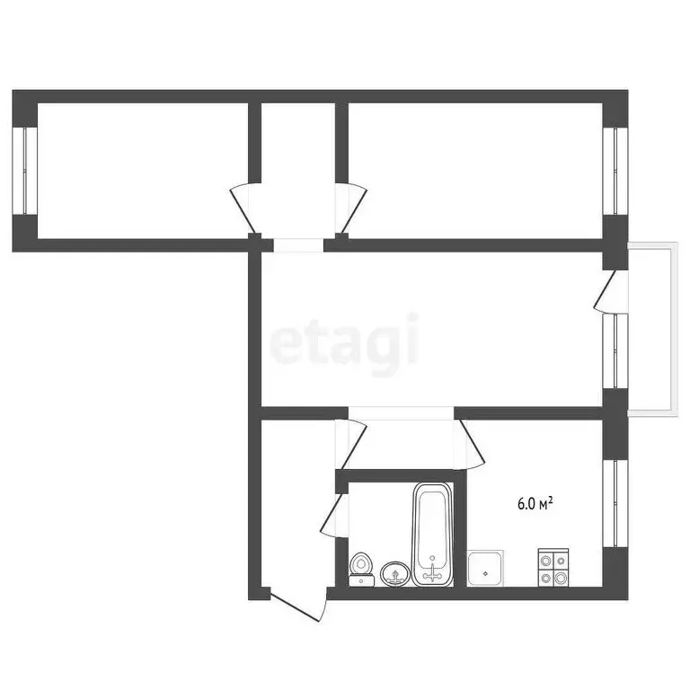 3-комнатная квартира: Чита, улица Назара Широких, 2 (60 м) - Фото 0