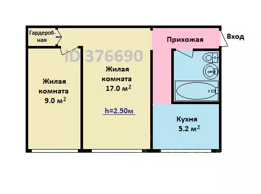 2-к кв. Москва 1-й Кирпичный пер., 26 (42.0 м) - Фото 2