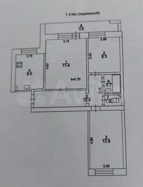 3-к. квартира, 68 м, 1/10 эт. - Фото 0