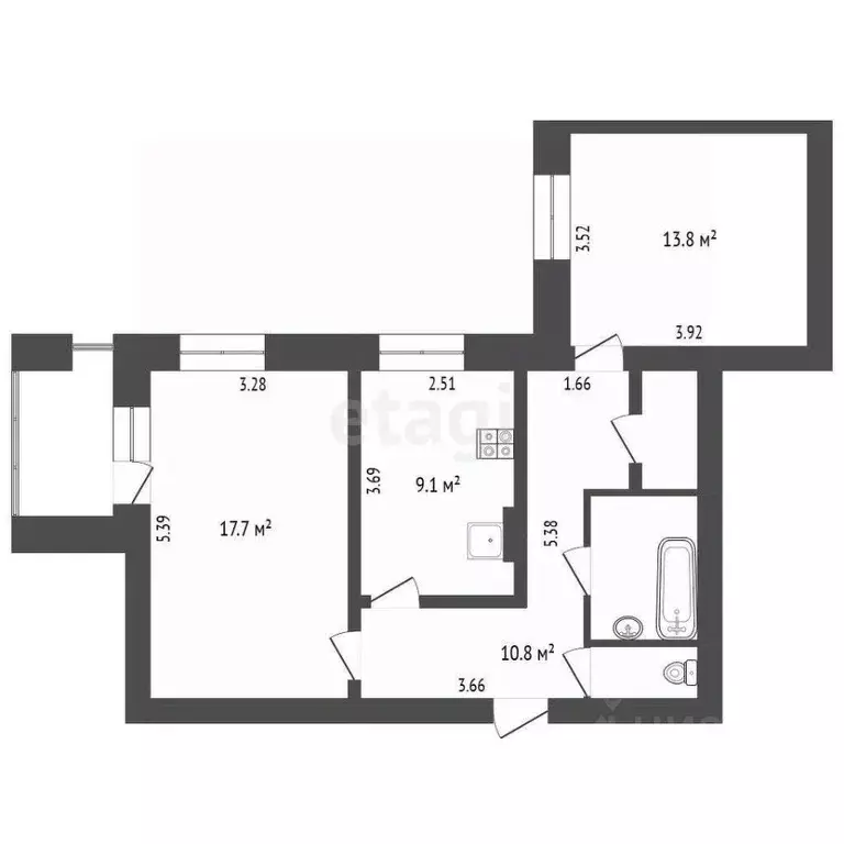 2-к кв. Пермский край, Пермь Парковый просп., 28А (59.8 м) - Фото 1