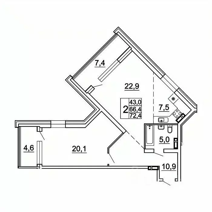 2-к кв. Приморский край, Владивосток Лесная ул., 1В/1 (72.4 м) - Фото 1
