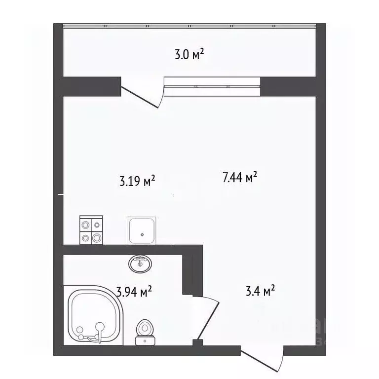 Студия Тюменская область, Тюмень ул. Новоселов, 111 (17.7 м) - Фото 2