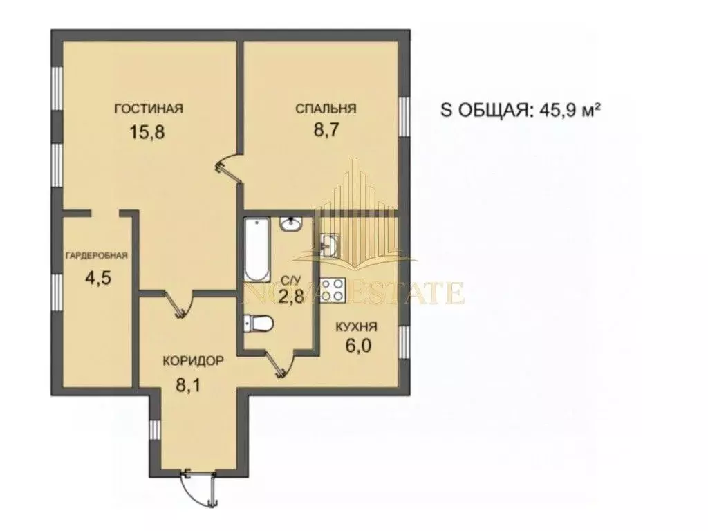 2-к кв. Санкт-Петербург, Санкт-Петербург, Кронштадт Флотская ул., 2 ... - Фото 2