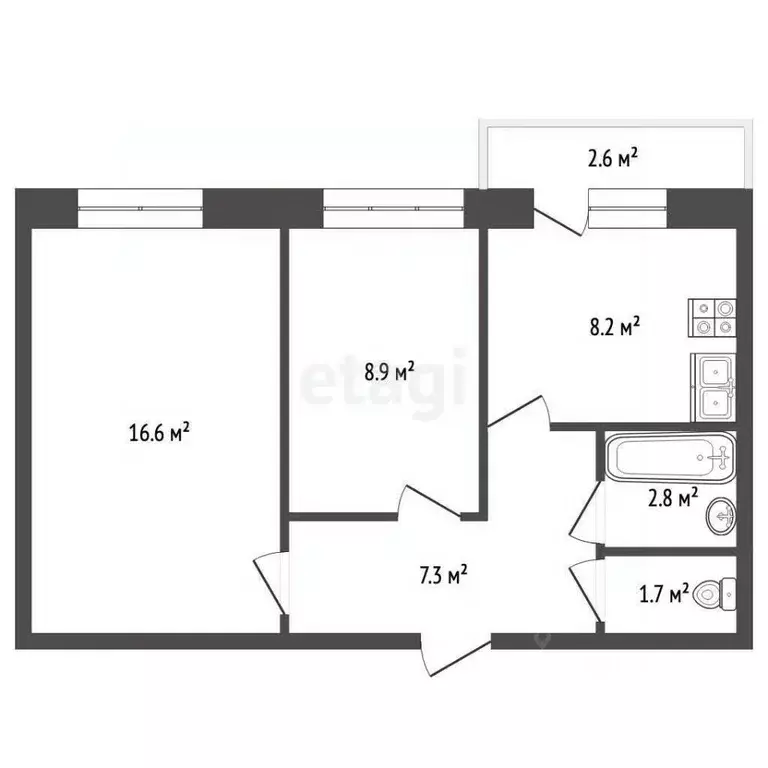 1-к кв. Самарская область, Самара Физкультурная ул., 103А (44.0 м) - Фото 1