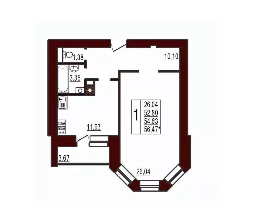 1-к кв. Смоленская область, Вязьма ул. Ленина, 71 (54.63 м) - Фото 1