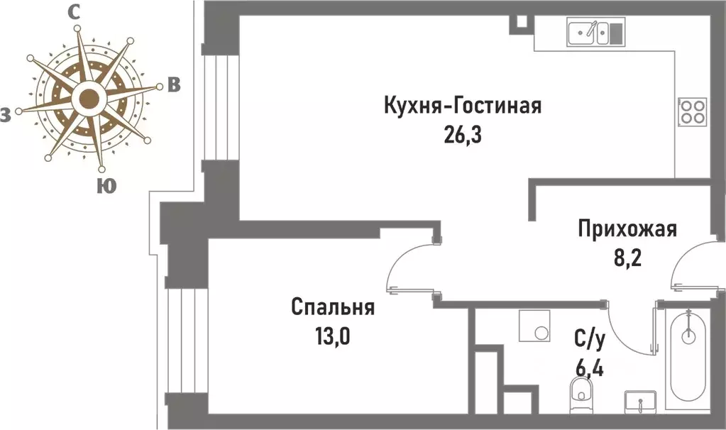 2-к кв. Москва ул. Матросская Тишина, 12 (53.9 м) - Фото 0
