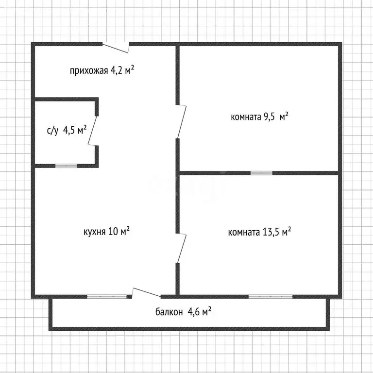 2-комнатная квартира: Гиагинская, Заводская улица, 1К (46.3 м) - Фото 1