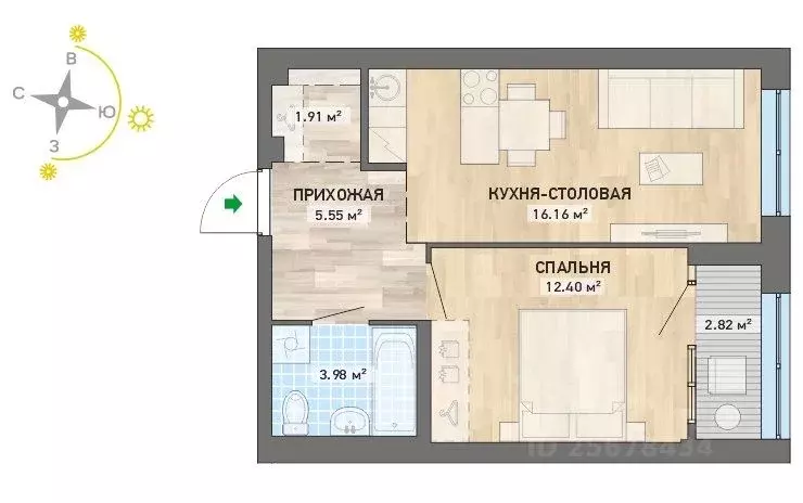1-к кв. Свердловская область, Екатеринбург ул. Гагарина, 9 (42.82 м) - Фото 0