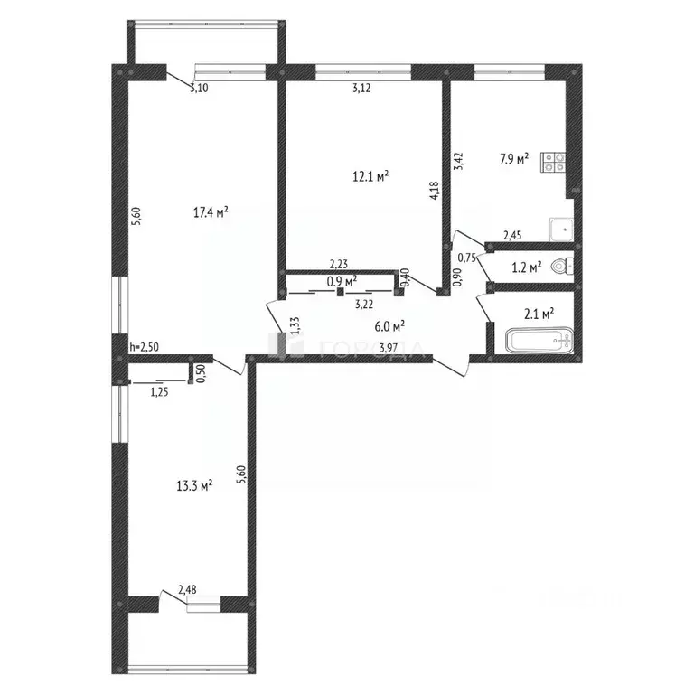 3-к кв. Алтайский край, Барнаул ул. Шумакова, 44 (61.5 м) - Фото 2
