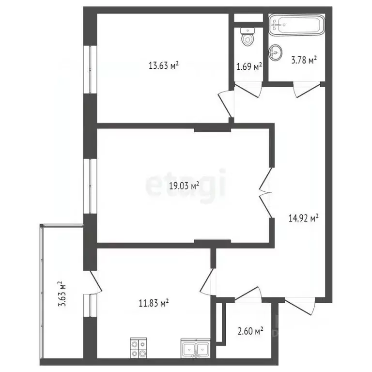 2-к кв. Калужская область, Калуга Пригородная ул., 41 (71.5 м) - Фото 2