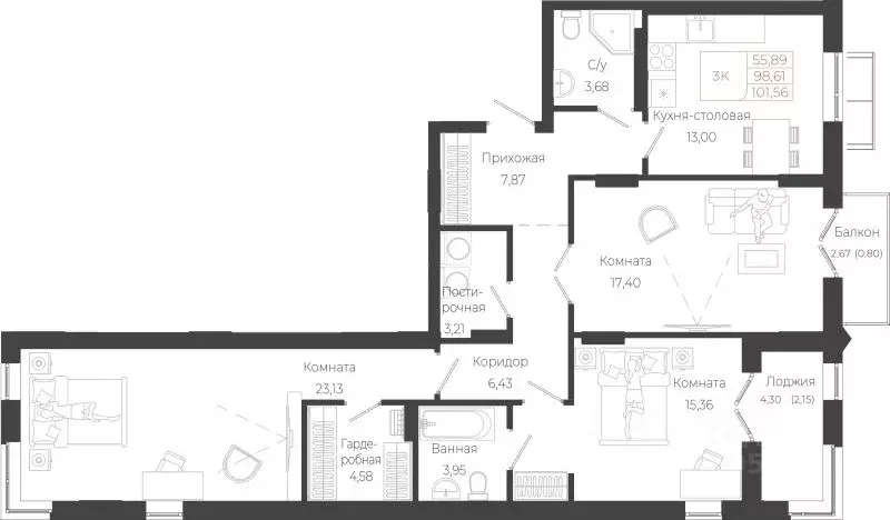 3-к кв. Алтай, Майминский район, с. Майма ул. Энергетиков (101.56 м) - Фото 1