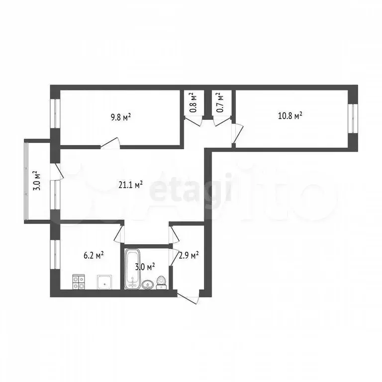 3-к. квартира, 55 м, 5/5 эт. - Фото 0