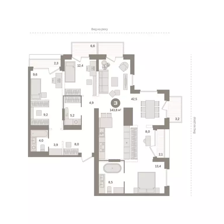 3-комнатная квартира: Тюмень, Краснооктябрьская улица, 4к1 (143.84 м) - Фото 0