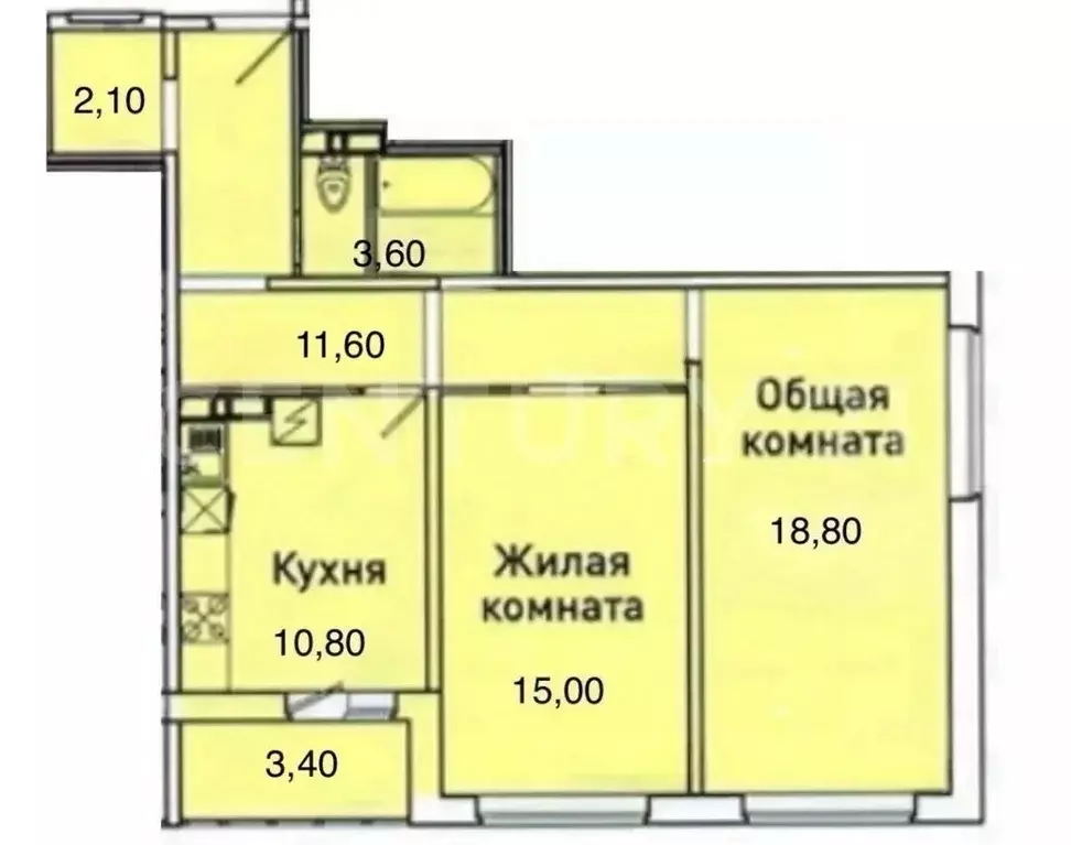 2-к кв. Чувашия, Чебоксары бул. Солнечный, 14 (65.3 м) - Фото 2
