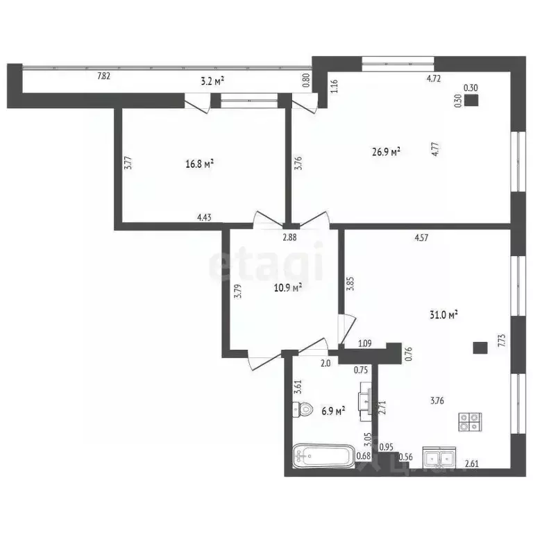 3-к кв. Калининградская область, Калининград ул. Менделеева, 7 (92.5 ... - Фото 1