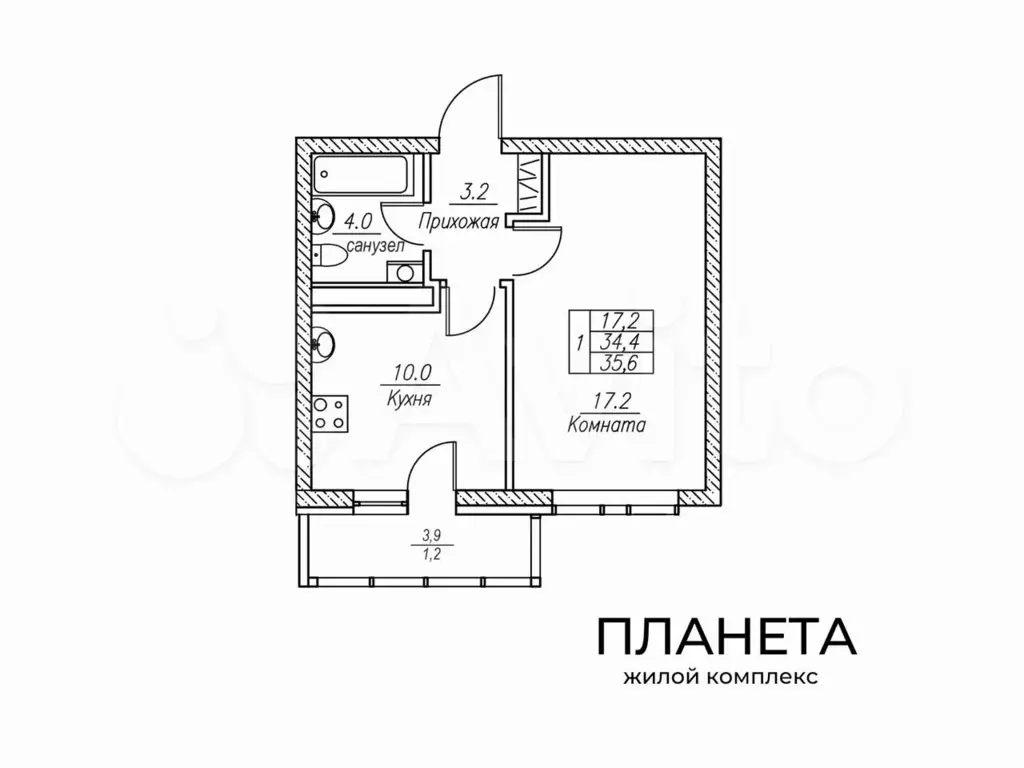 1-к. квартира, 35,6 м, 10/20 эт. - Фото 1