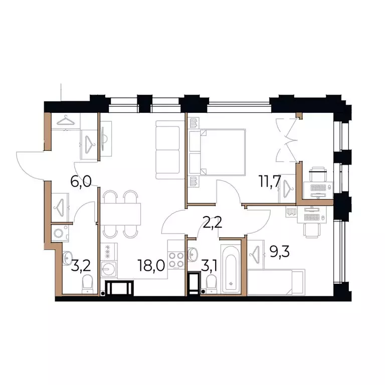 2-комнатная квартира: Череповец, Рыбинская улица, 69 (55.1 м) - Фото 1