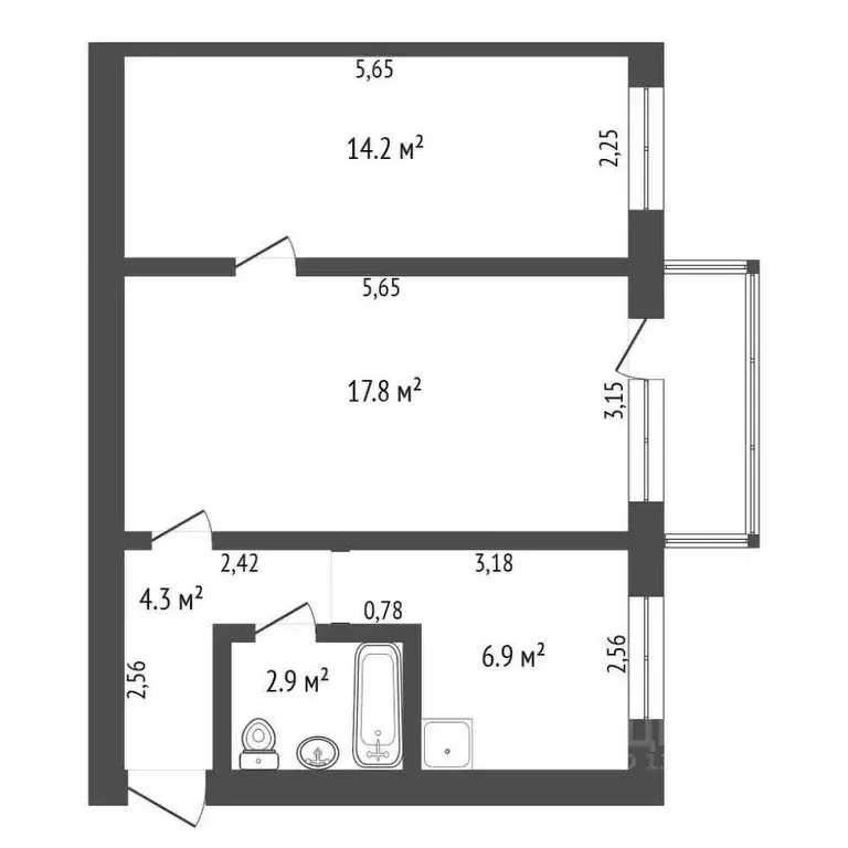 2-к кв. Амурская область, Благовещенск Театральная ул., 35 (46.1 м) - Фото 0