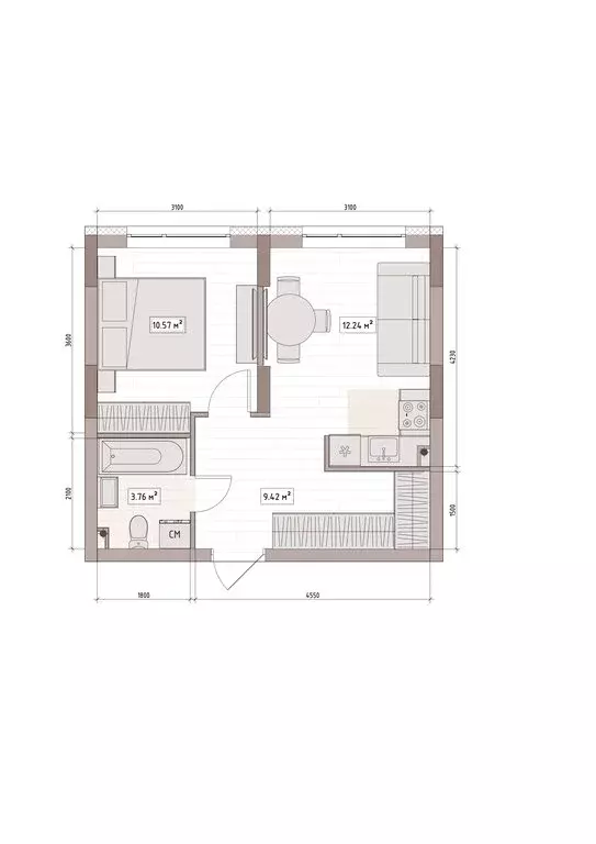 2-комнатная квартира: Кемерово, улица Терешковой, 39А (36.2 м) - Фото 2