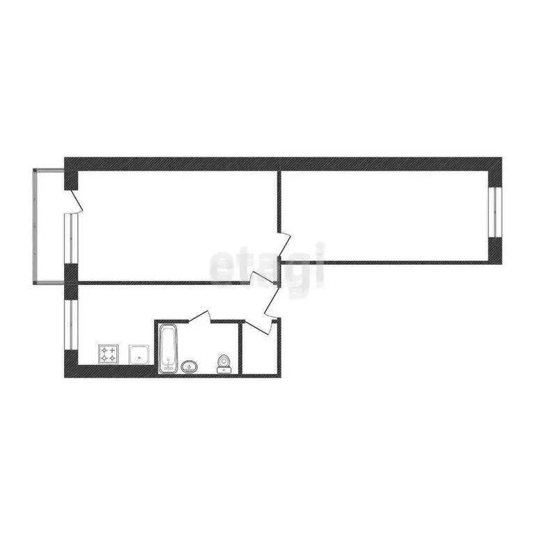 2-комнатная квартира: Абакан, улица Чехова, 76 (44.1 м) - Фото 1