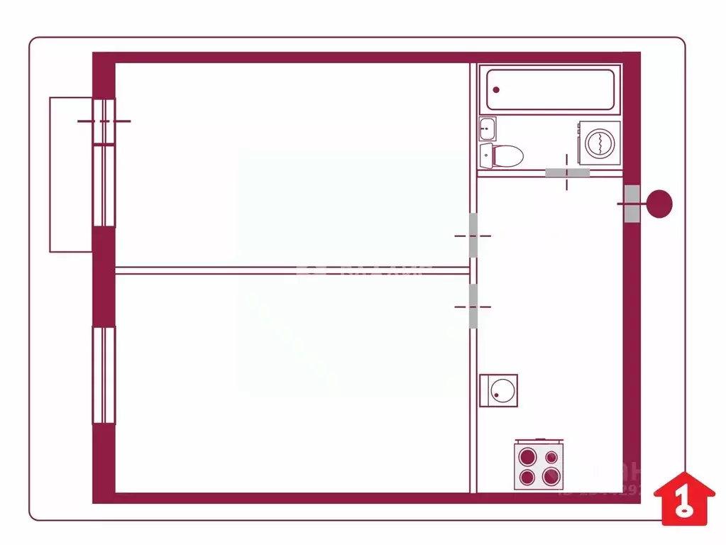 2-к кв. Омская область, Омск Керченская ул., 46 (45.7 м) - Фото 1