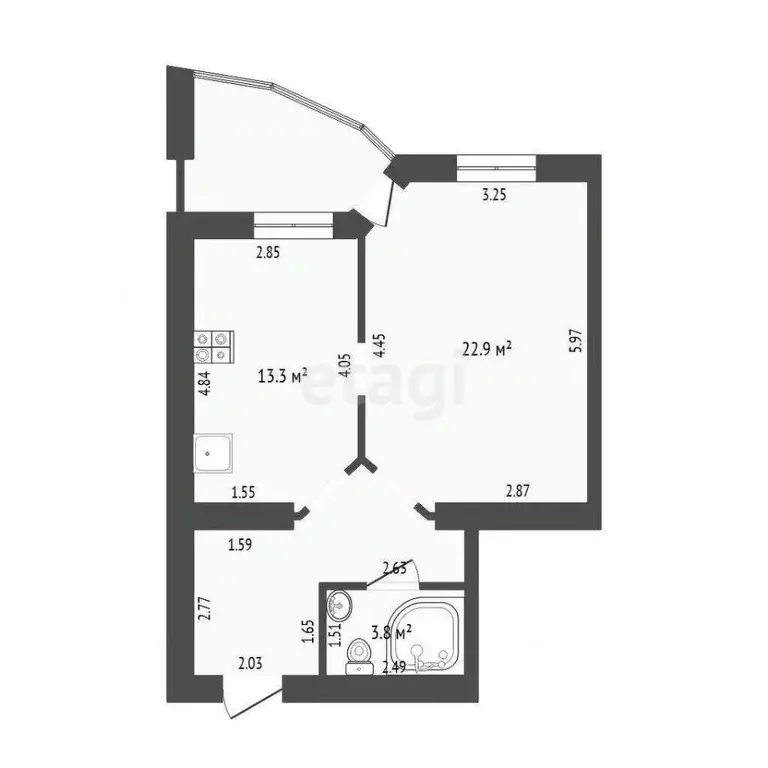 1-к кв. Тюменская область, Тюмень ул. Мельникайте, 55 (49.1 м) - Фото 1