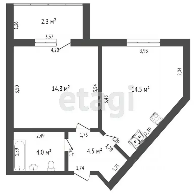 1-к кв. Костромская область, Кострома Профсоюзная ул., 14 (37.5 м) - Фото 1
