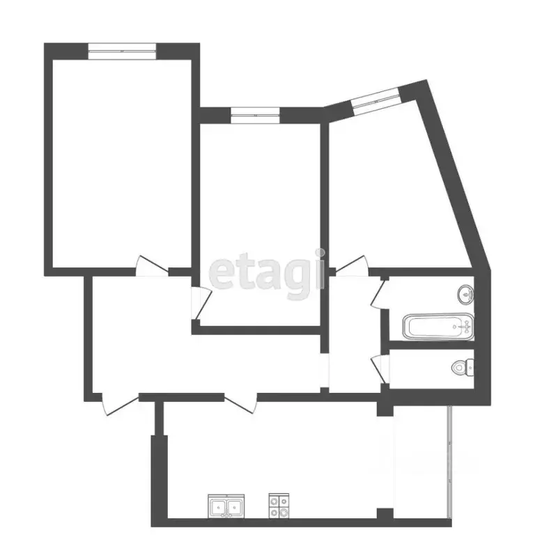 3-к кв. Тюменская область, Тюмень ул. Николая Зелинского, 19 (80.4 м) - Фото 2
