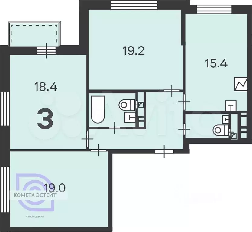 Аукцион: 3-к. квартира, 86,7 м, 16/17 эт. - Фото 0