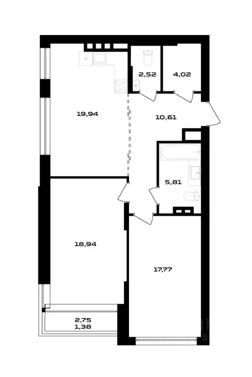 2-к кв. Воронежская область, Воронеж ул. Ольминского, 4 (79.61 м) - Фото 1