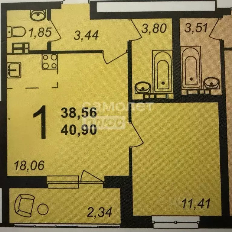 1-к кв. Свердловская область, Екатеринбург ул. Академика Парина, 46/5 ... - Фото 2