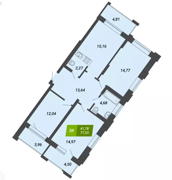 Продаётся 3-к квартира, 77.5 м - Фото 0