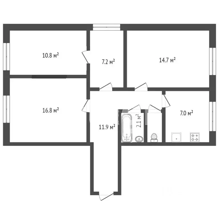 3-к кв. Москва ул. Трофимова, 18 (70.0 м) - Фото 2