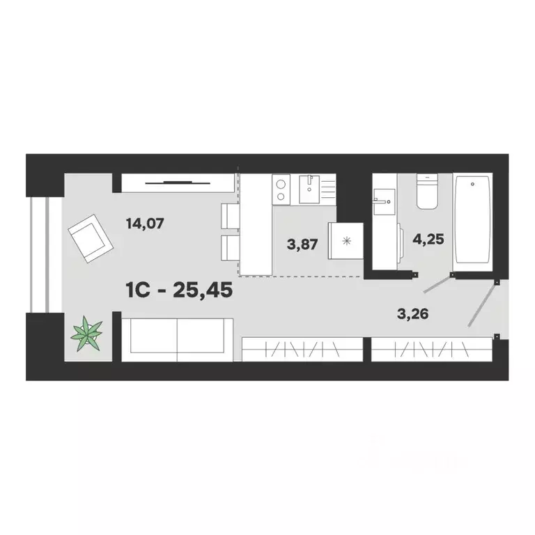 Студия Новосибирская область, Новосибирск Красногорская ул., 27 (25.39 ... - Фото 1