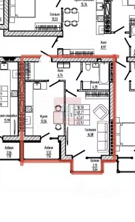 1-к кв. Калининградская область, Калининград Арсенальная ул., 29 (45.9 ... - Фото 1