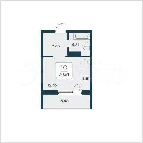 Квартира-студия, 30,9 м, 3/25 эт. - Фото 0