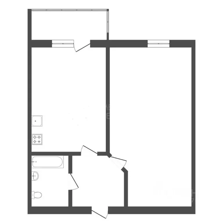 1-к кв. Тюменская область, Тюмень ул. Клары Цеткин, 61к6 (38.0 м) - Фото 2