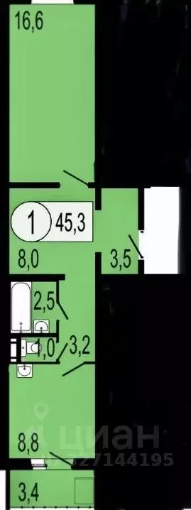 1-к кв. Красноярский край, Красноярск ул. Карамзина, 28 (44.0 м) - Фото 1