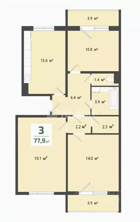 3-к кв. Омская область, Омск проезд 6-й Амурский, 16 (73.8 м) - Фото 2