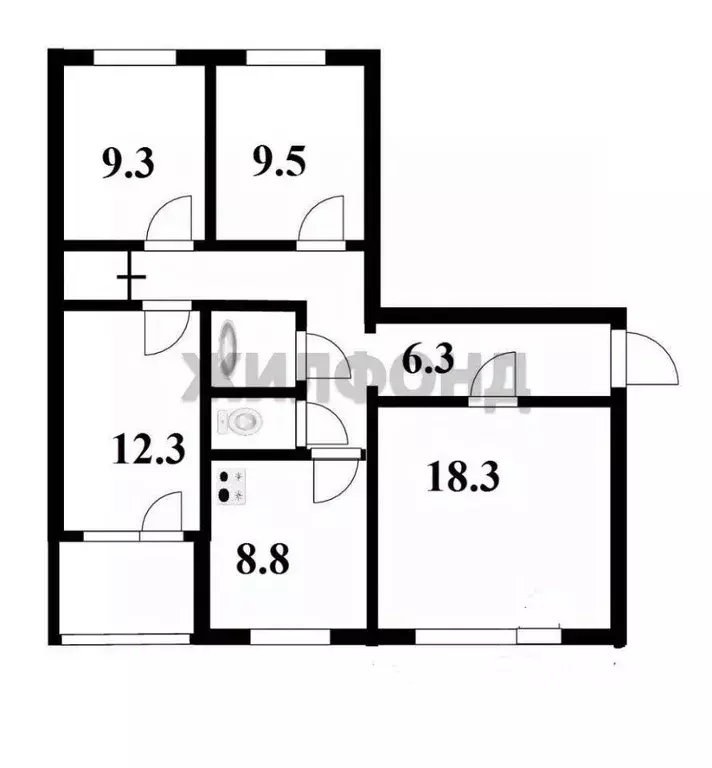 Квартира, 4 комнаты, 77.5 м - Фото 0