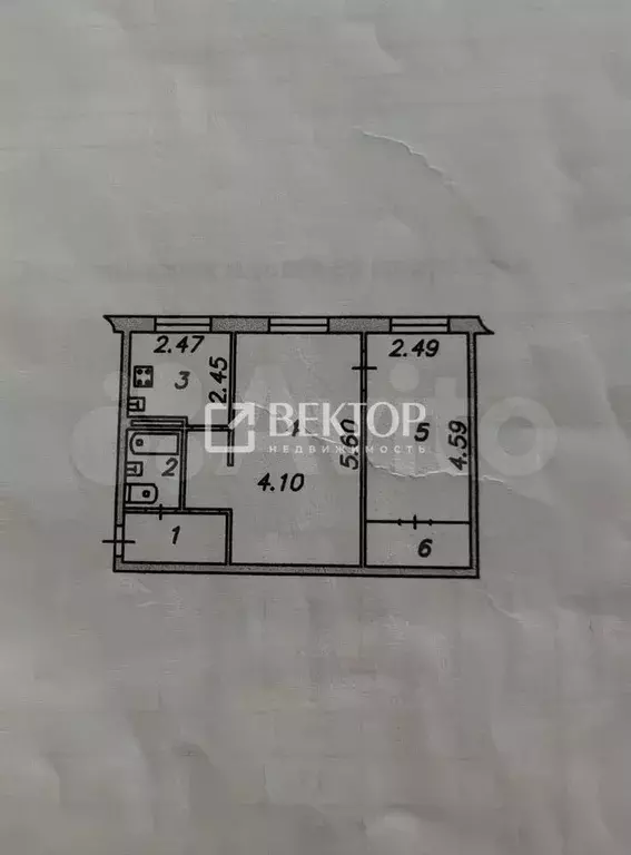 2-к. квартира, 44,4 м, 1/5 эт. - Фото 0