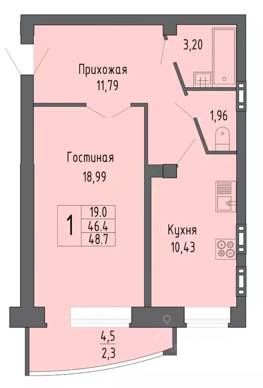 1-к кв. Воронежская область, Воронеж ул. Летчика Филипова, 4 (48.7 м) - Фото 0