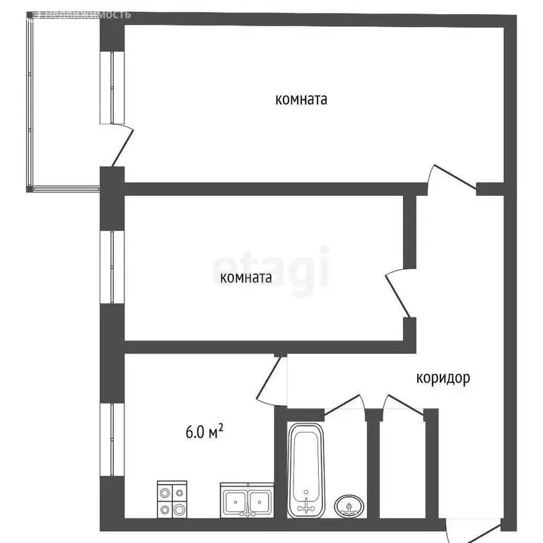 2-комнатная квартира: Клин, улица Чайковского, 66к1 (47.2 м) - Фото 1