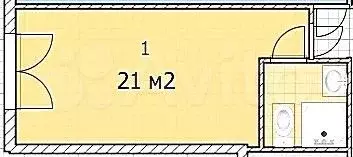 Квартира-студия, 21,2 м, 2/18 эт. - Фото 0