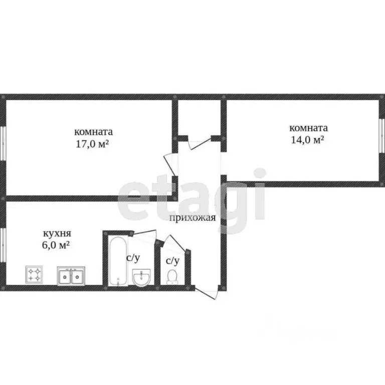2-к кв. Костромская область, Кострома Никитская ул., 62А (43.9 м) - Фото 1