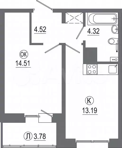 1-к. квартира, 40м, 16/16эт. - Фото 0